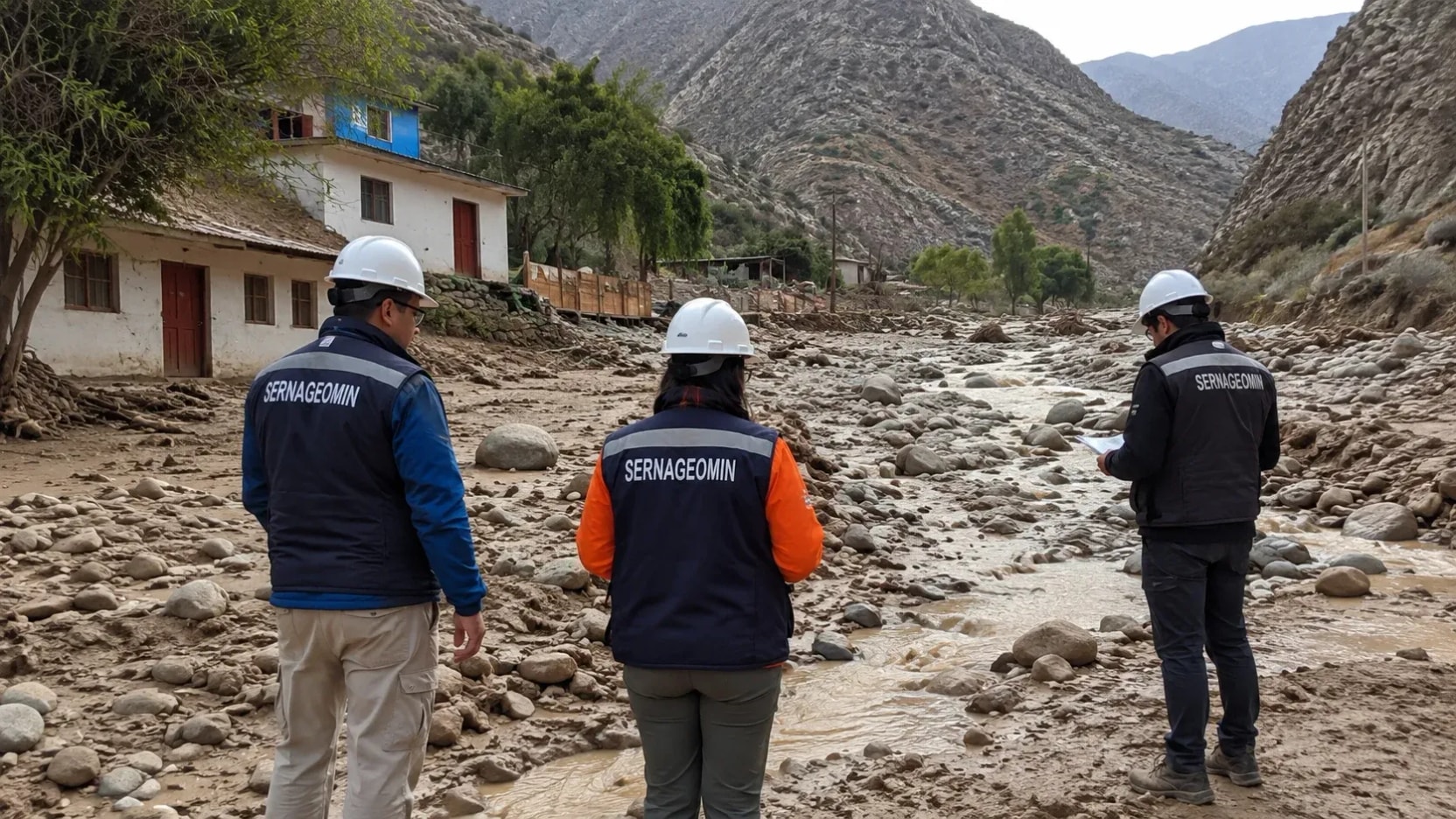Sernageomin inspecciona daños por aluviones en Cruz de Caña tras sistema frontal en Coquimbo
