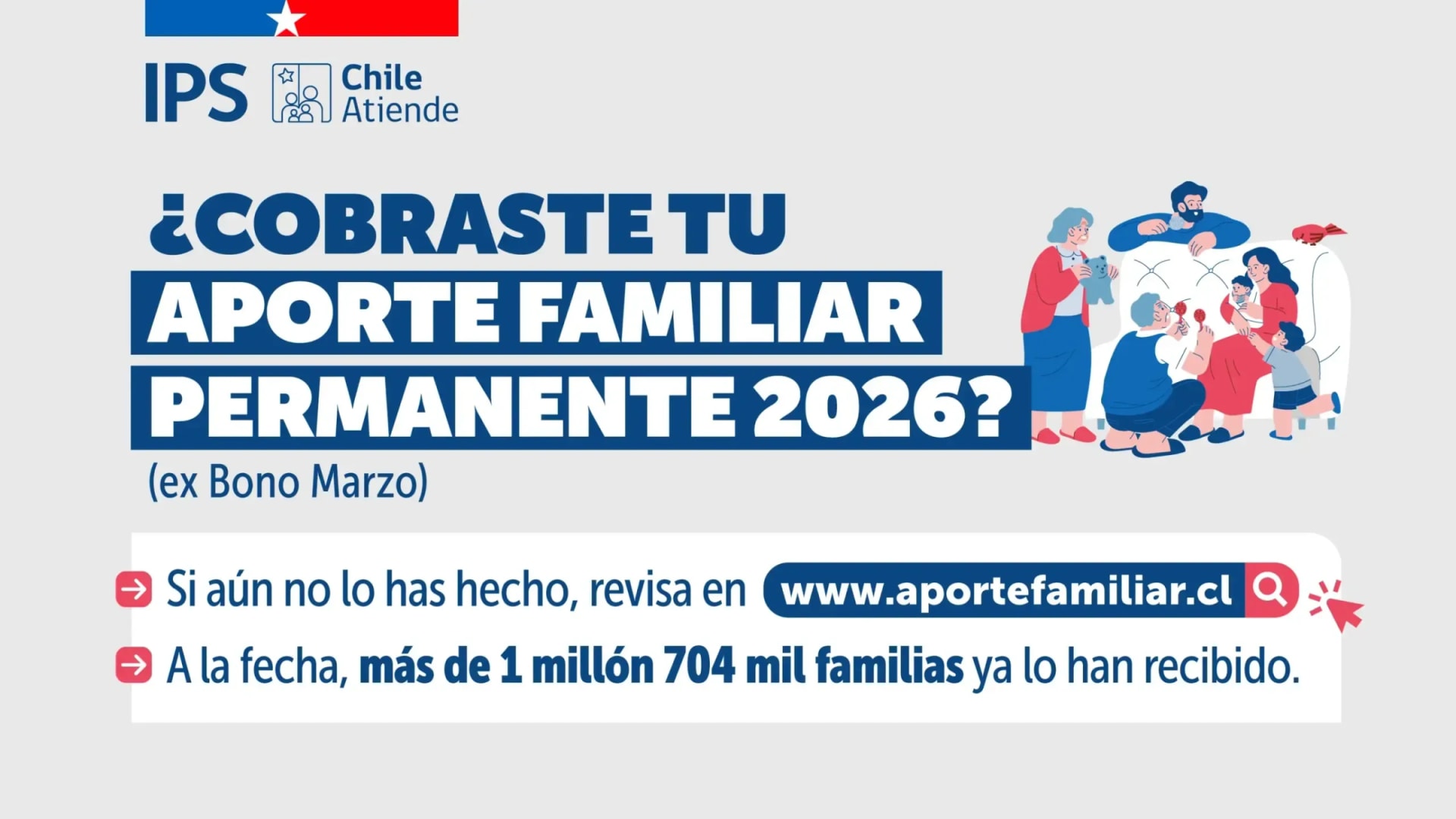 ¿Cobraste tu Aporte Familiar Permanente? Si aún no lo has hecho, revisa en aportefamiliar.cl