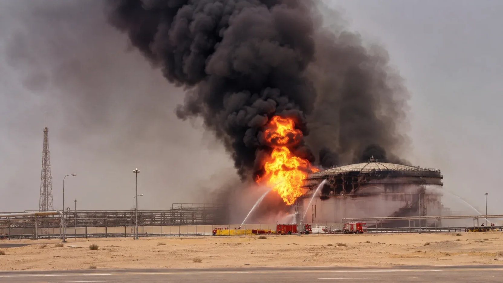 Incendio en tanque de la refinería Jazan de Saudi Aramco tras ataque de los hutíes