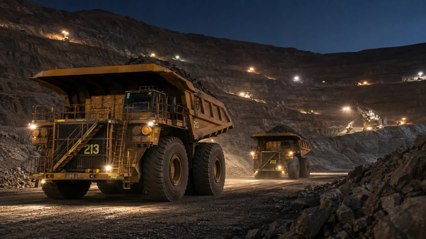 Los gigantes de más de 600 toneladas que trabajan día y noche en las minas