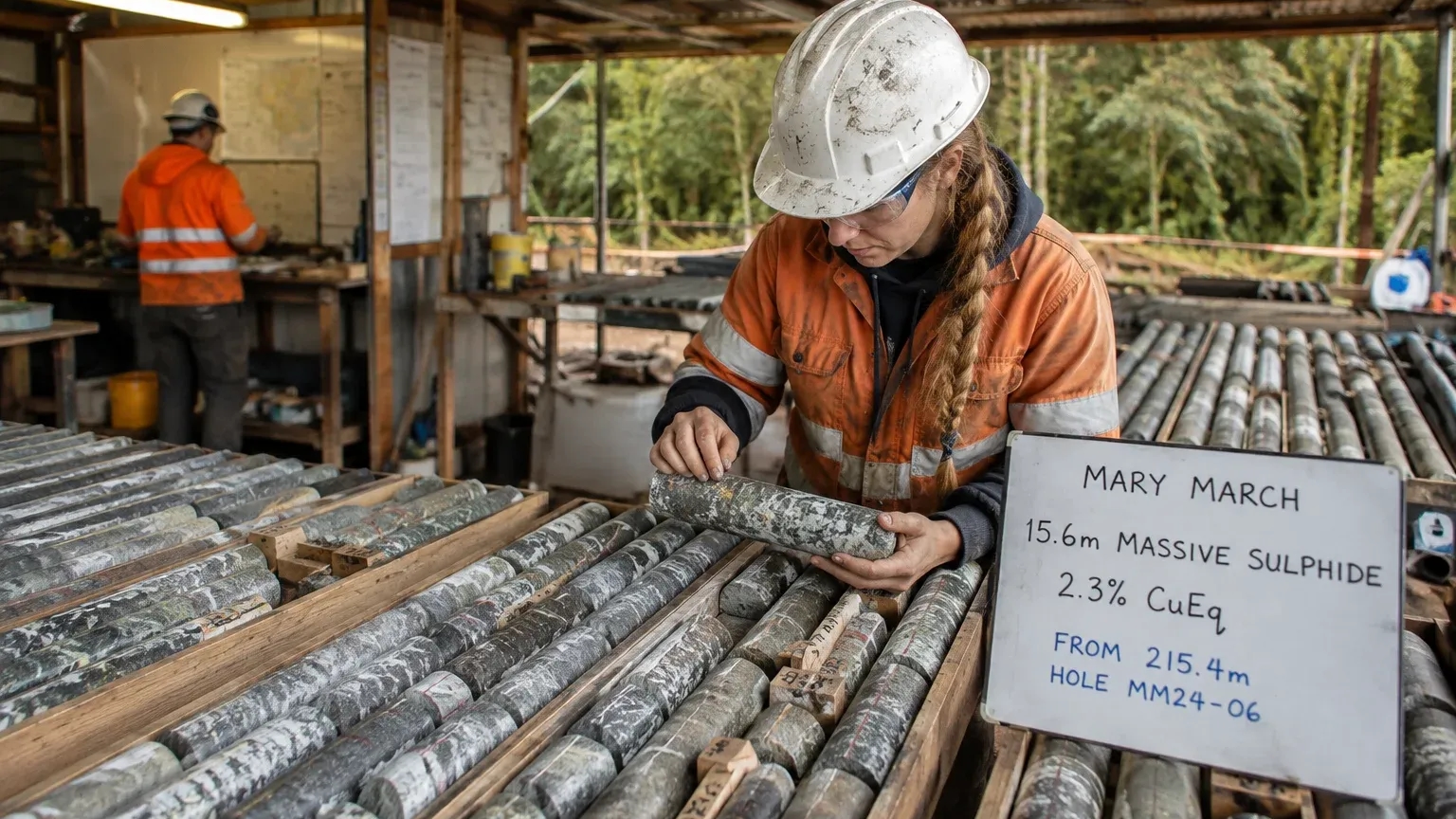 Canstar corta 15,6 metros de sulfuros masivos con 2,3% CuEq en Mary March