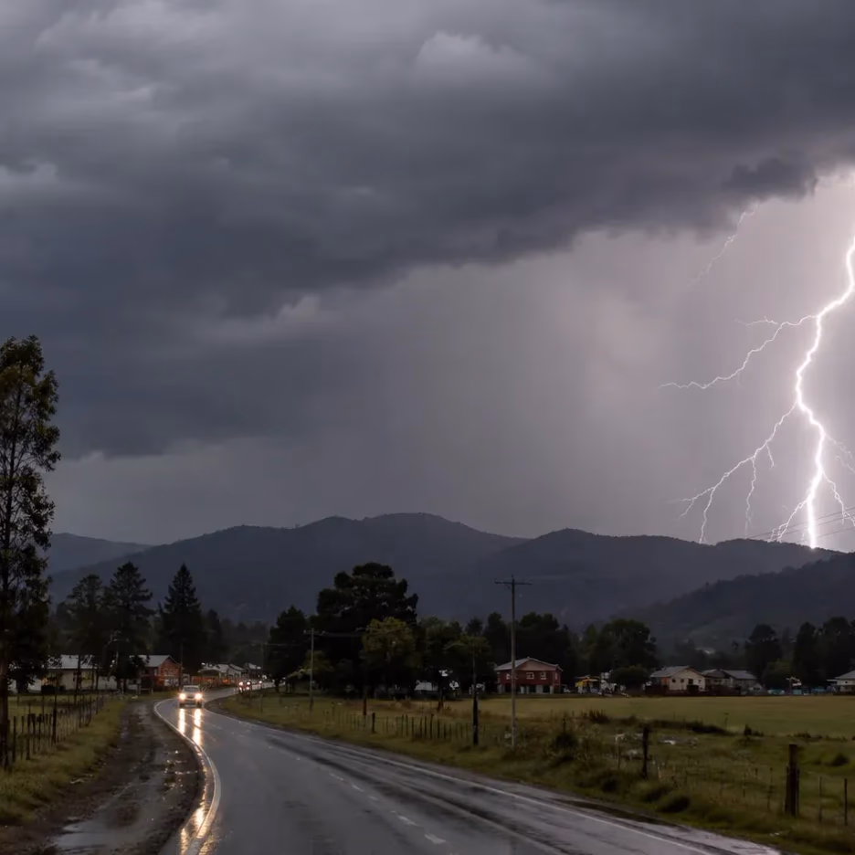 DMC alerta sobre tormentas eléctricas y granizos en seis regiones del sur de Chile