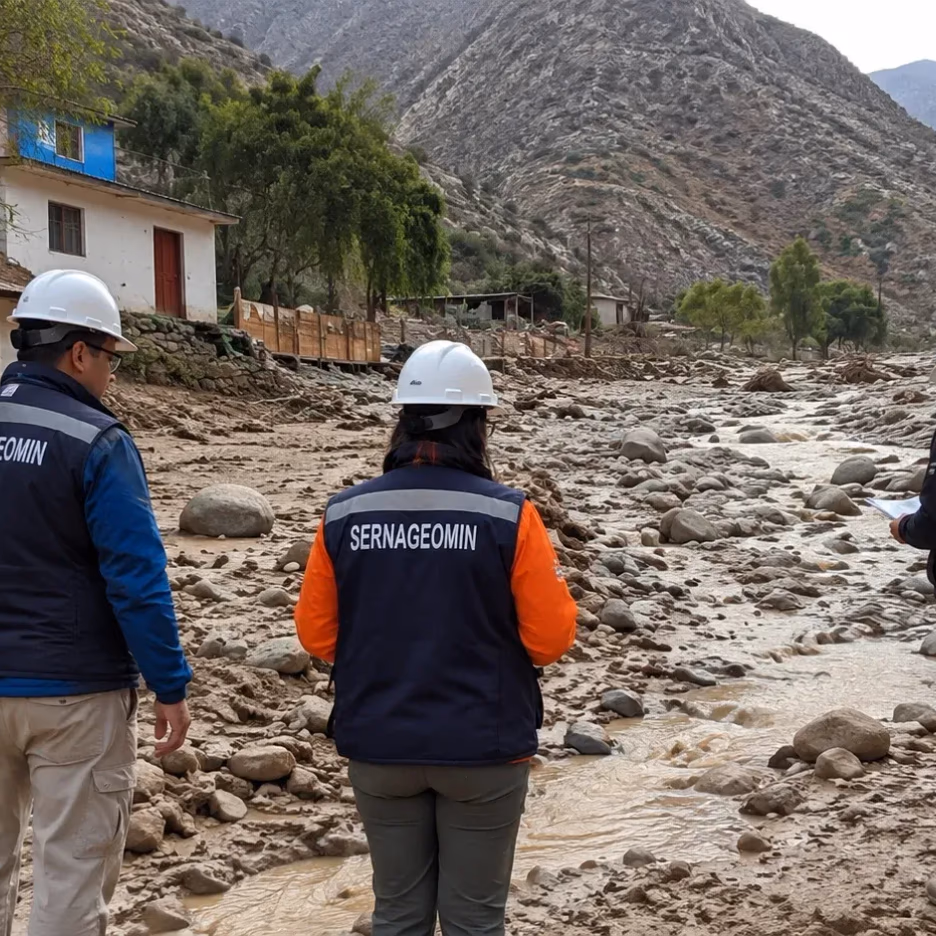 Sernageomin inspecciona daños por aluviones en Cruz de Caña tras sistema frontal en Coquimbo