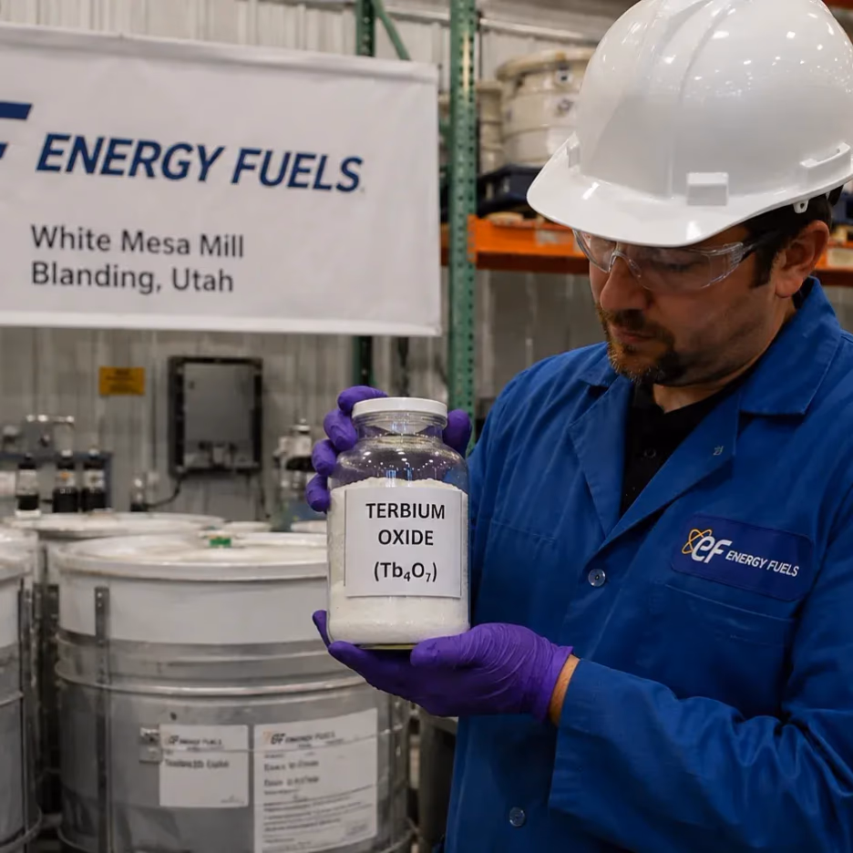 Energy Fuels logra aprobación en Japón para óxido de terbio producido en Utah y valorado en US$5,5 millones por tonelada