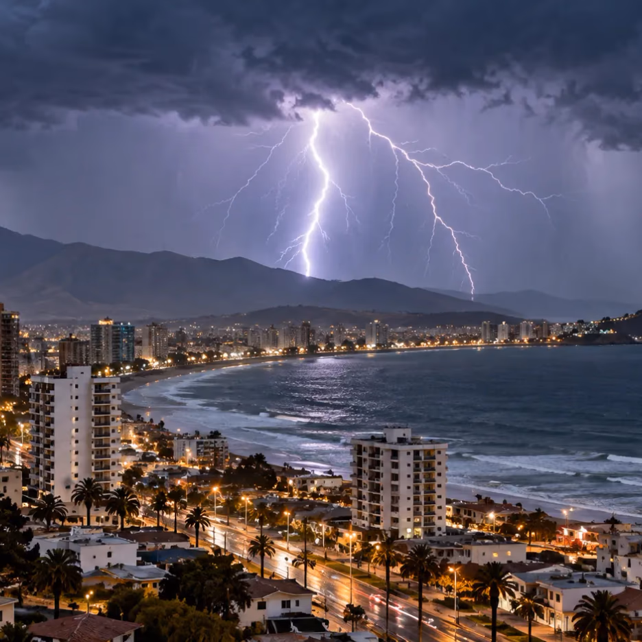 SENAPRED declara alerta para ocho comunas de Coquimbo por tormentas eléctricas y posibles precipitaciones intensas