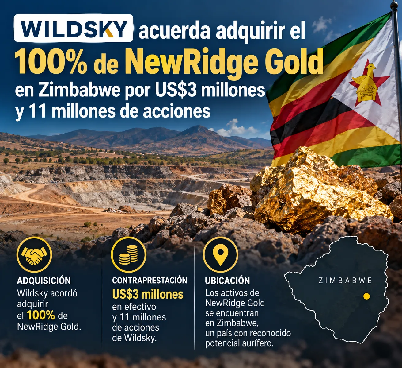 Wildsky adquiere NewRidge Gold en Zimbabwe