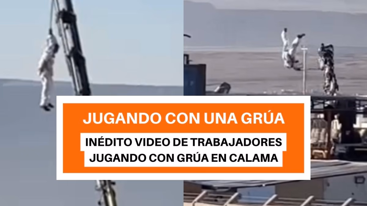 INÉDITO: Video muestra a trabajador minero colgando desde grúa en Calama