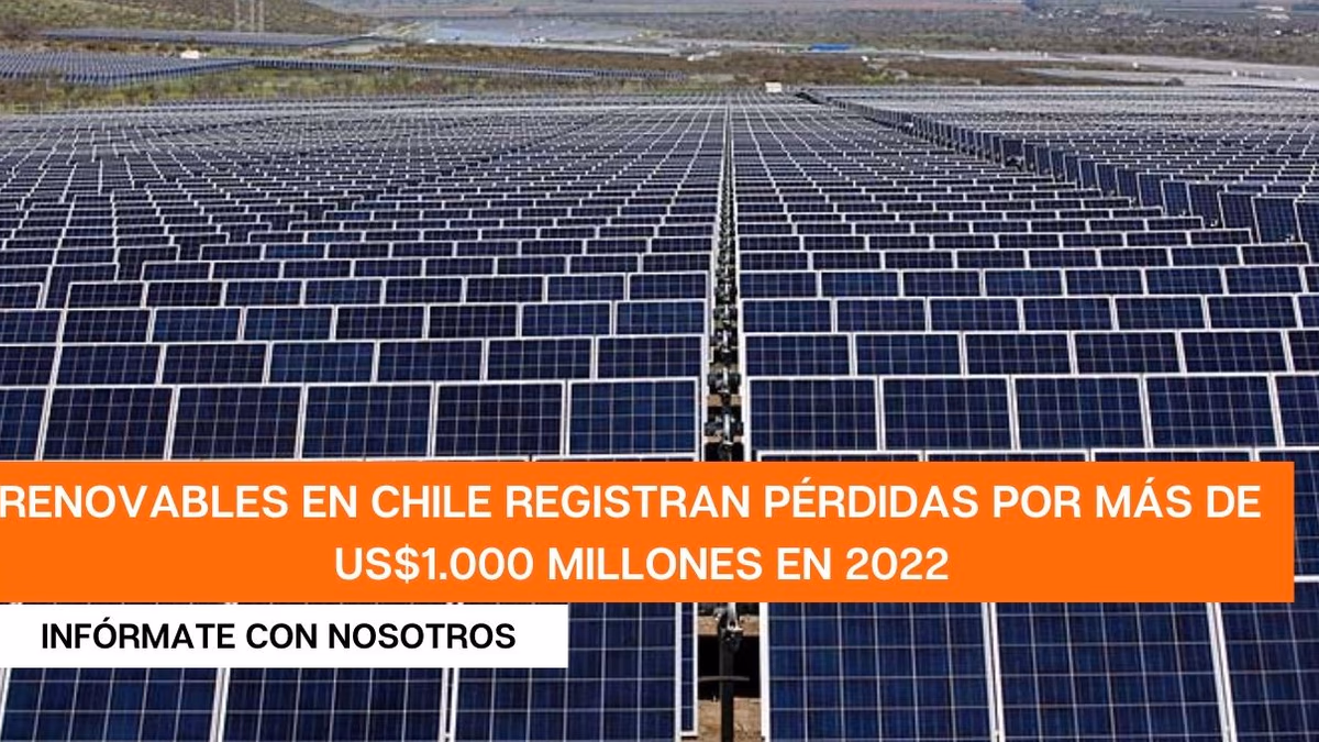 Renovables en Chile registran pérdidas por más de US$1.000 millones en 2022 y advierten freno a nuevos proyectos