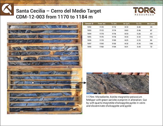 Torq Resources Inc. proporciona información actualizada sobre el proyecto de oro y cobre Santa Cecilia