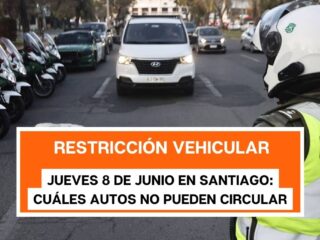 Restricción vehicular, jueves 8 de junio en Santiago: cuáles autos no pueden circular