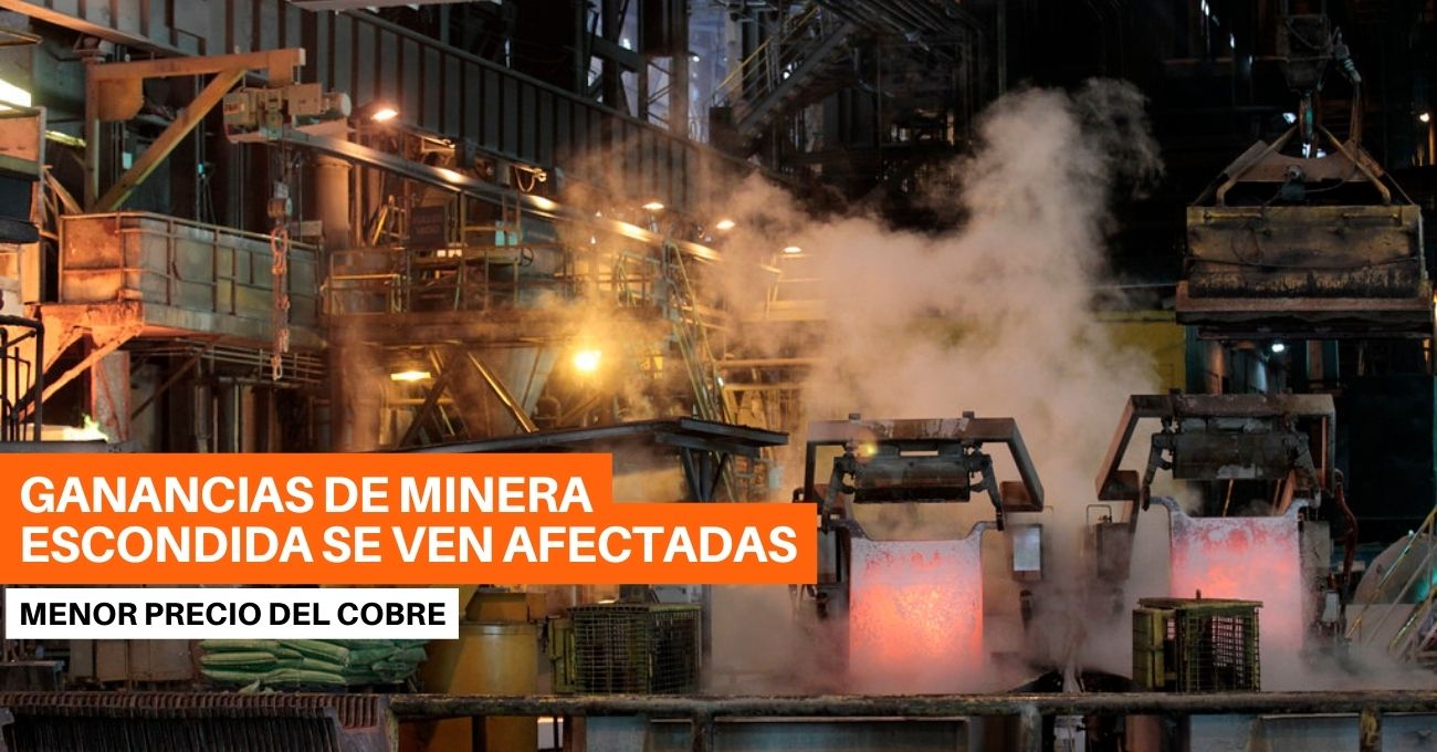 Menor precio del cobre y alza en los costos impactaron las ganancias de Minera Escondida
