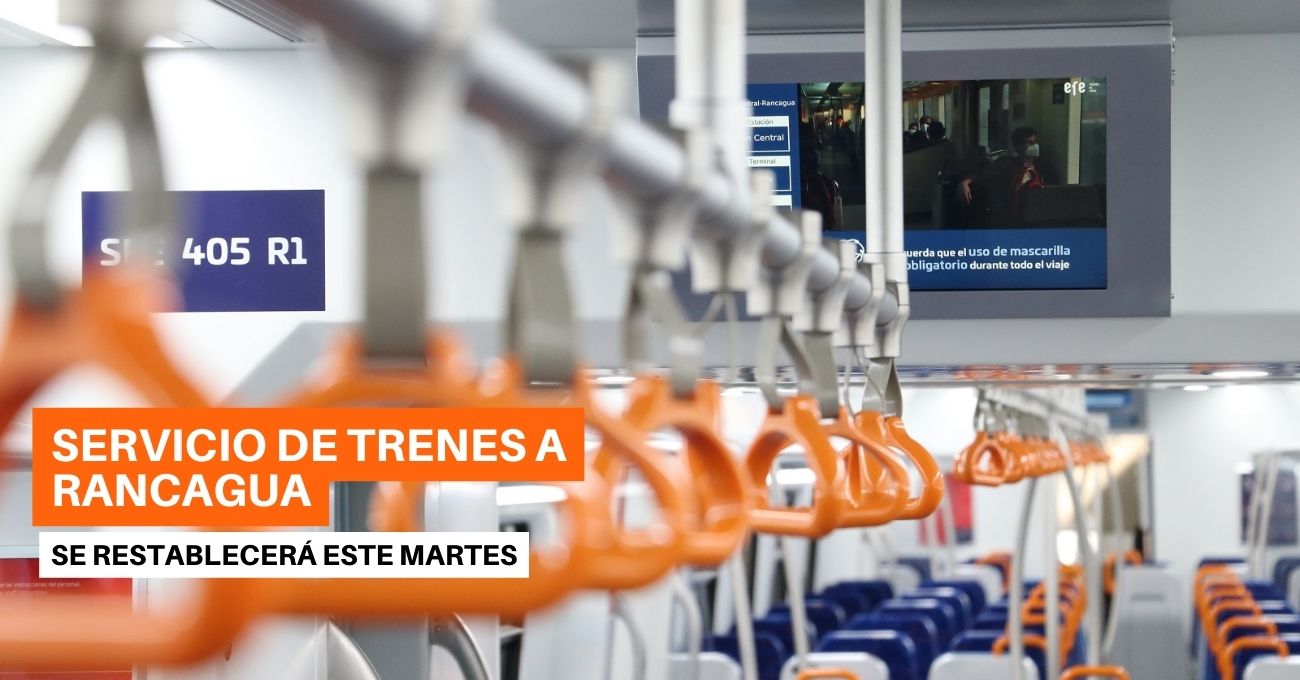 Anunció EFE que trenes hasta Rancagua se restablecerá este martes el servicio