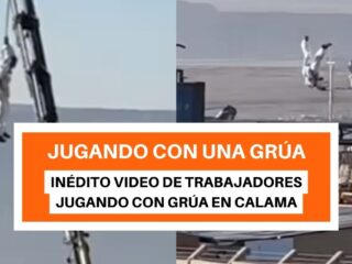VIDEO: Trabajador minero colgando desde grúa en Calama
