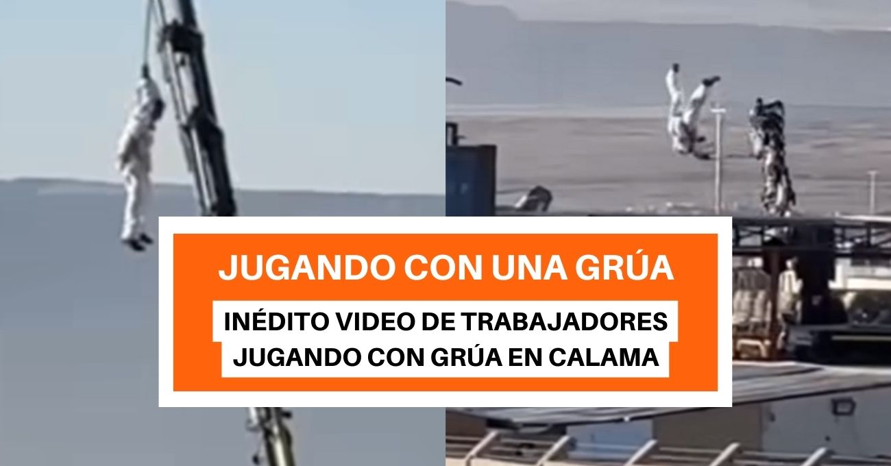 VIDEO: Trabajador minero colgando desde grúa en Calama