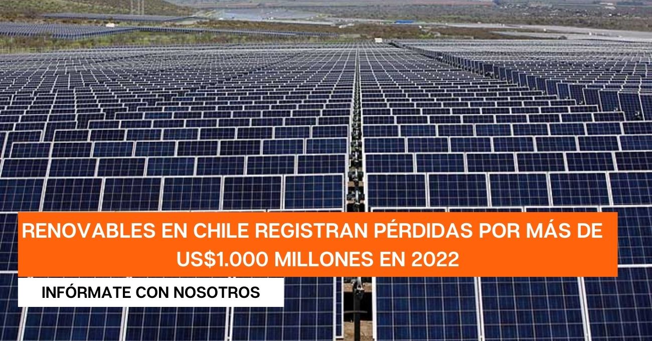 Renovables en Chile registran pérdidas por más de US$1.000 millones en 2022 y advierten freno a nuevos proyectos