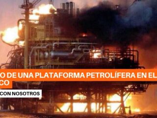 Incendio de una plataforma petrolífera en el Golfo de México, dejó Al menos 2 fallecidos y 1 desaparecido