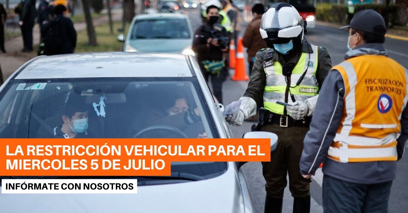 Prohibición de circular para miércoles 5 de julio por restricción