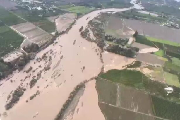 Con cuerdas y en cadena humana: Video muestra rescate de personas aisladas tras crecida del río Claro en Talca