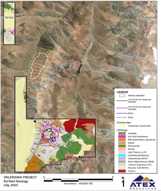 ATEX Resources anuncia recursos inferidos significativos de 1,41 mil millones de toneladas con ley de 0,67 % CuEq (0,50 % Cu, 0,20 g/t Au, 0,91 g/t Ag y 64 g/t Mo) en Valeriano