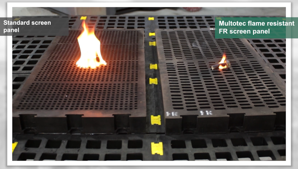 Mitigando el riesgo de incendio con los resistentes paneles de cribado de goma ignífuga de Multotec