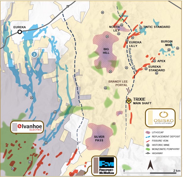 Osisko Development anuncia actualización de recursos minerales para el depósito Trixie y el proyecto Tintic