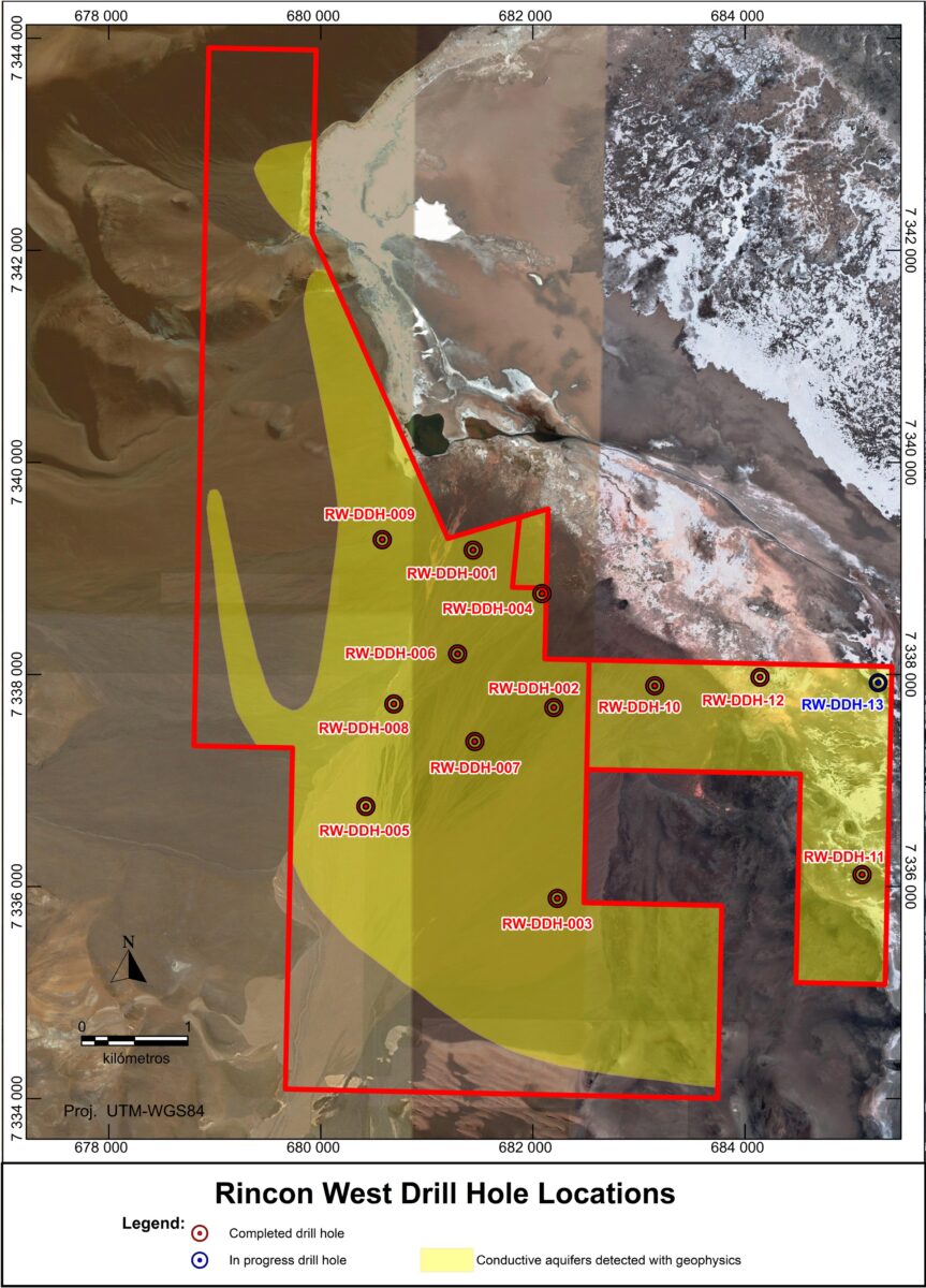 Argentina Lithium anuncia valores positivos de litio en el pozo exploratorio número 12 del proyecto Rincón Oeste