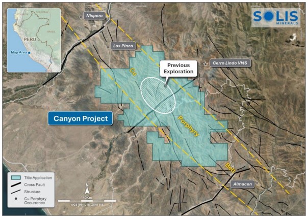Perú: Solis Minerals encuentra mineralización de cobre encontrada durante reconocimiento en el Proyecto Canyon Perú: Solis Minerals encuentra mineralización de cobre encontrada durante reconocimiento en el Proyecto Canyon