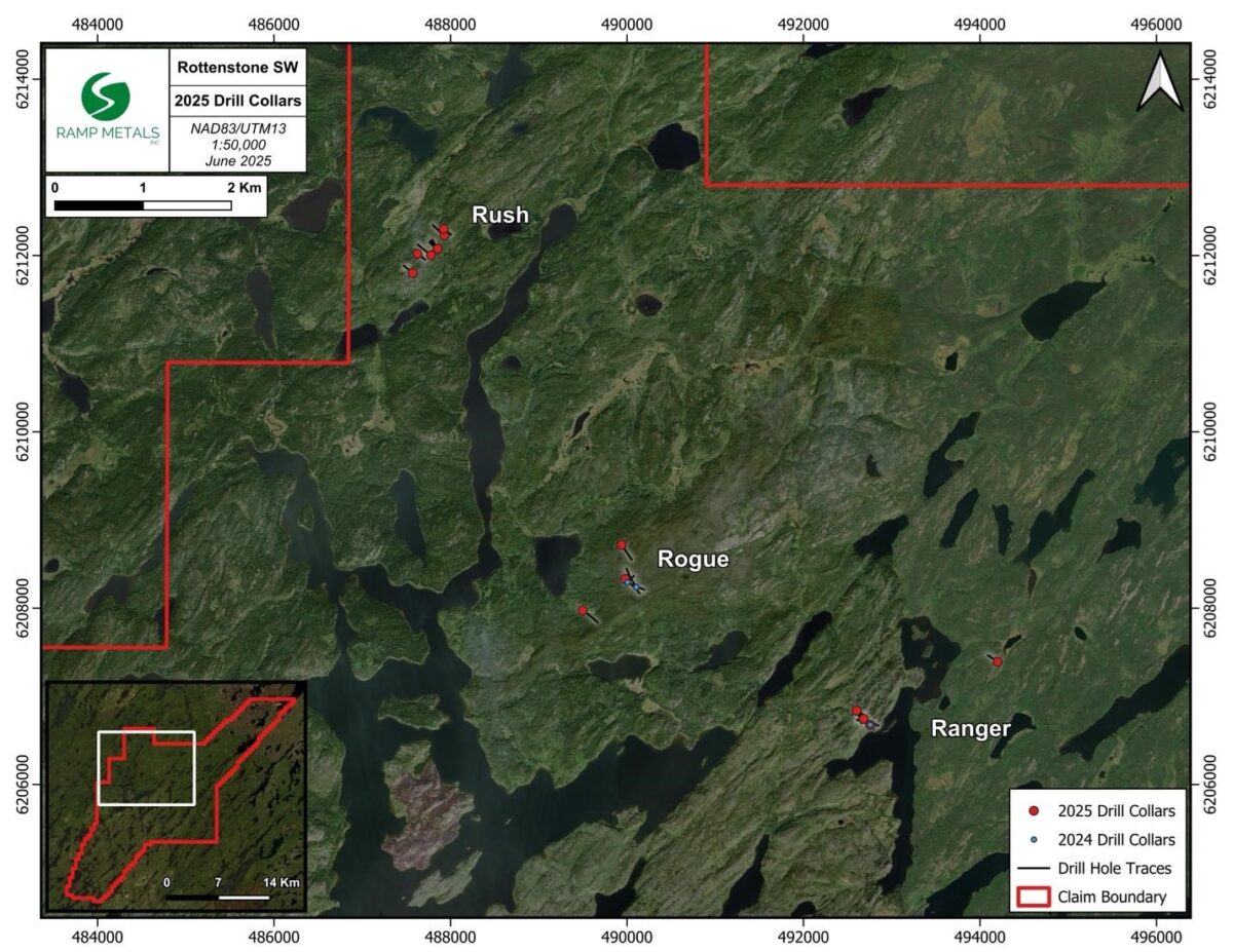 Canadá: Ramp Metals completa el programa de perforación de primavera y anuncia mineralización adicional en Rush Target