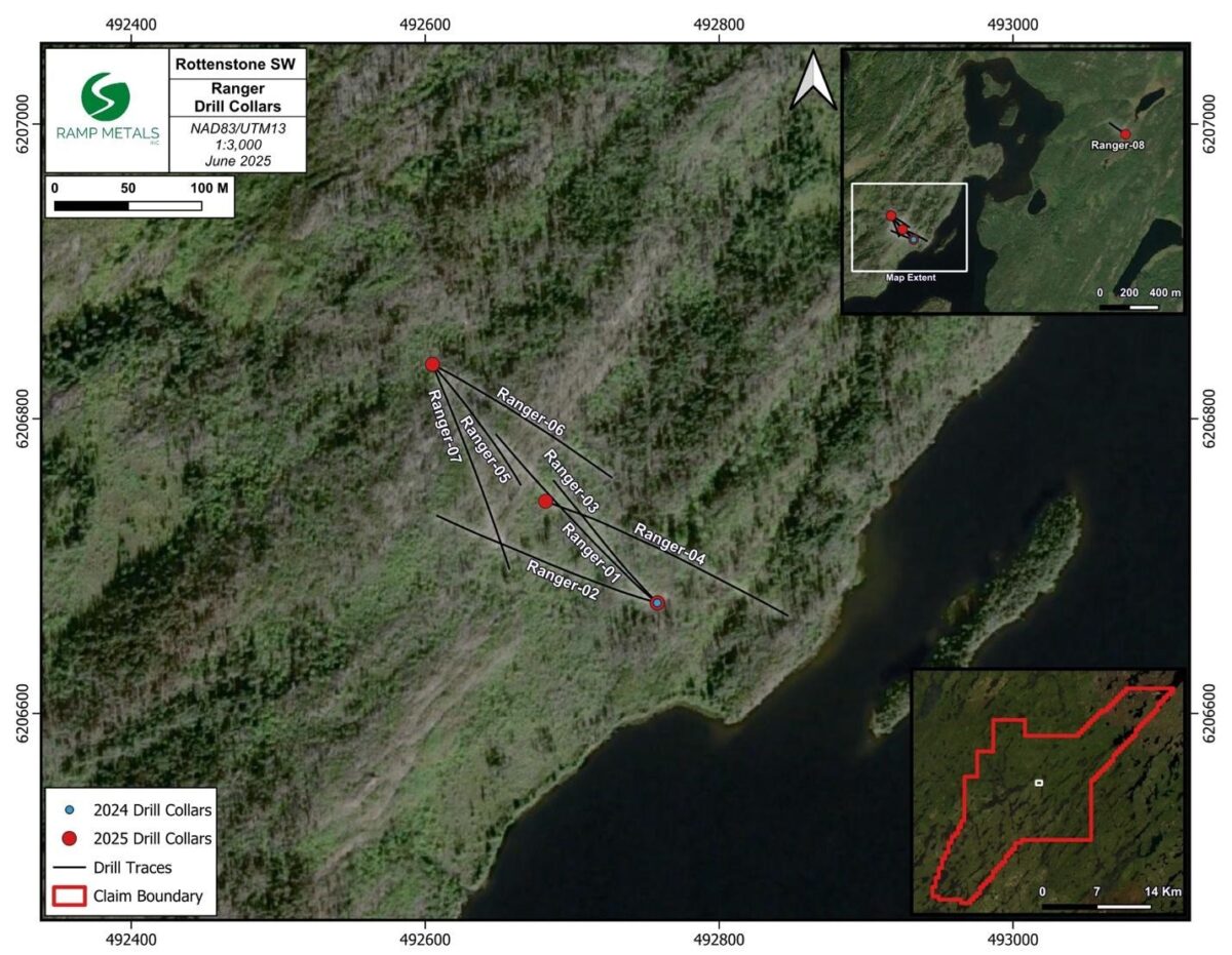 Canadá: Ramp Metals completa el programa de perforación de primavera y anuncia mineralización adicional en Rush Target