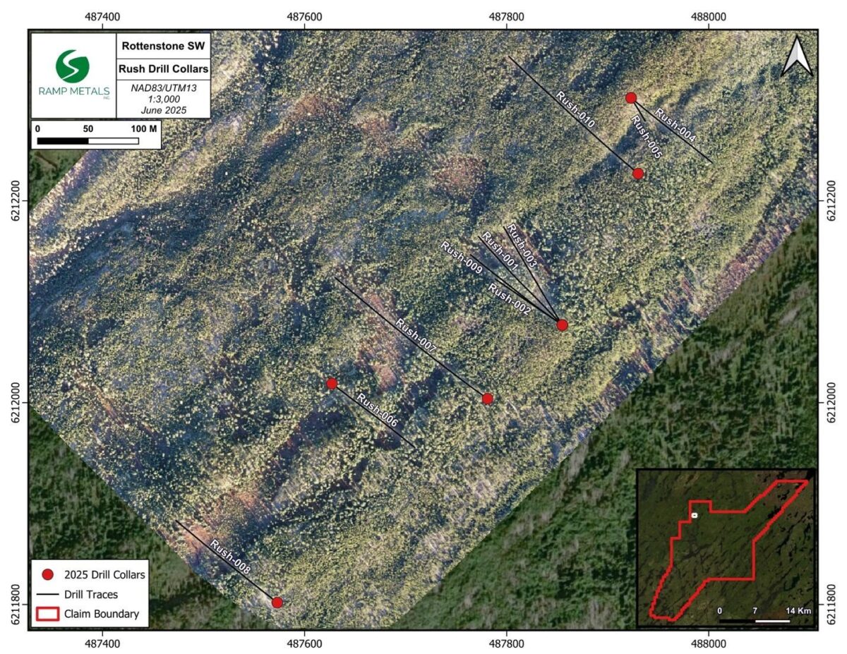 Canadá: Ramp Metals completa el programa de perforación de primavera y anuncia mineralización adicional en Rush Target
