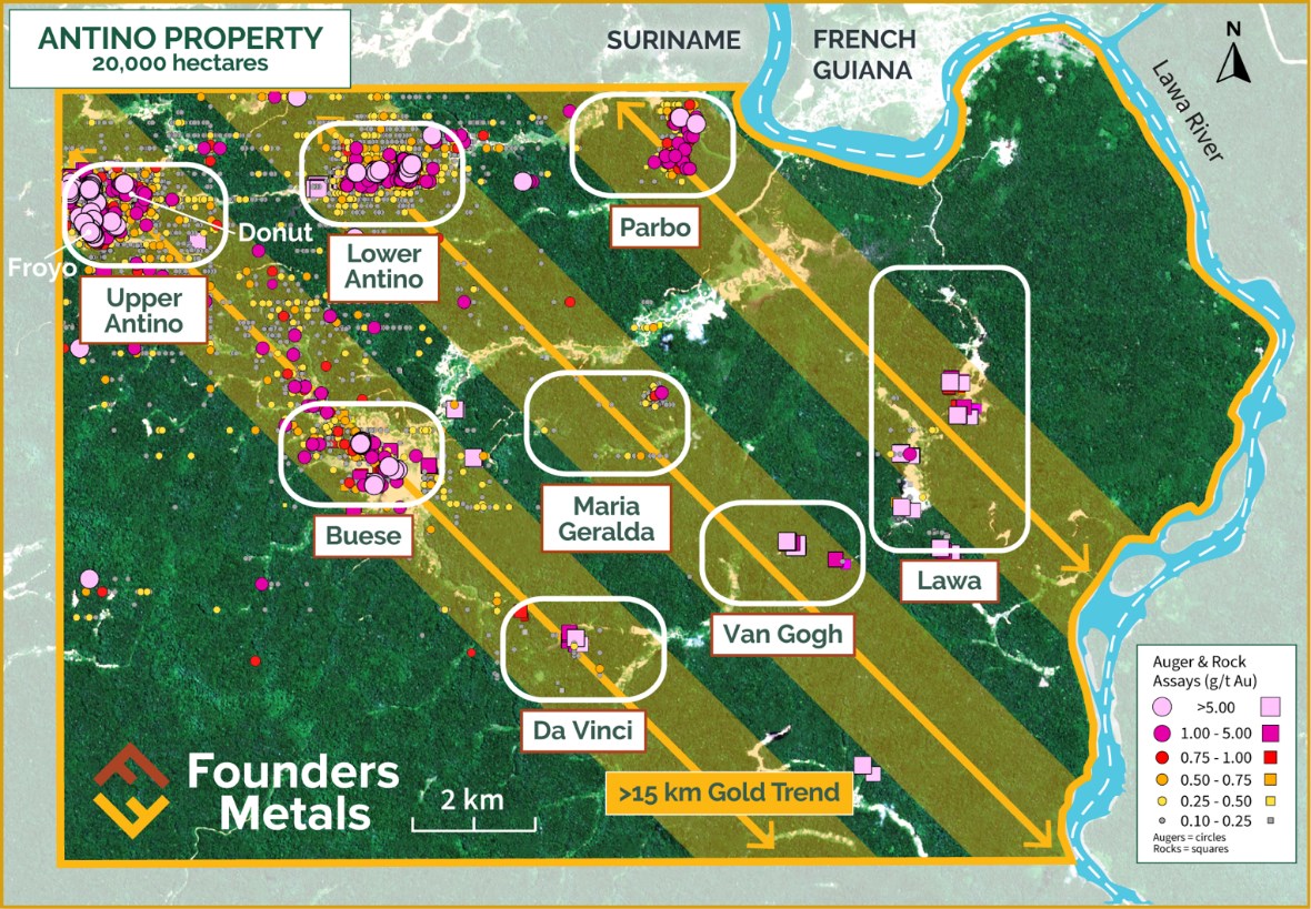 Surinam: Founders Metals se expande a Lower Antino y proporciona una actualización de exploración de mitad de año Surinam: Founders Metals se expande a Lower Antino y proporciona una actualización de exploración de mitad de año