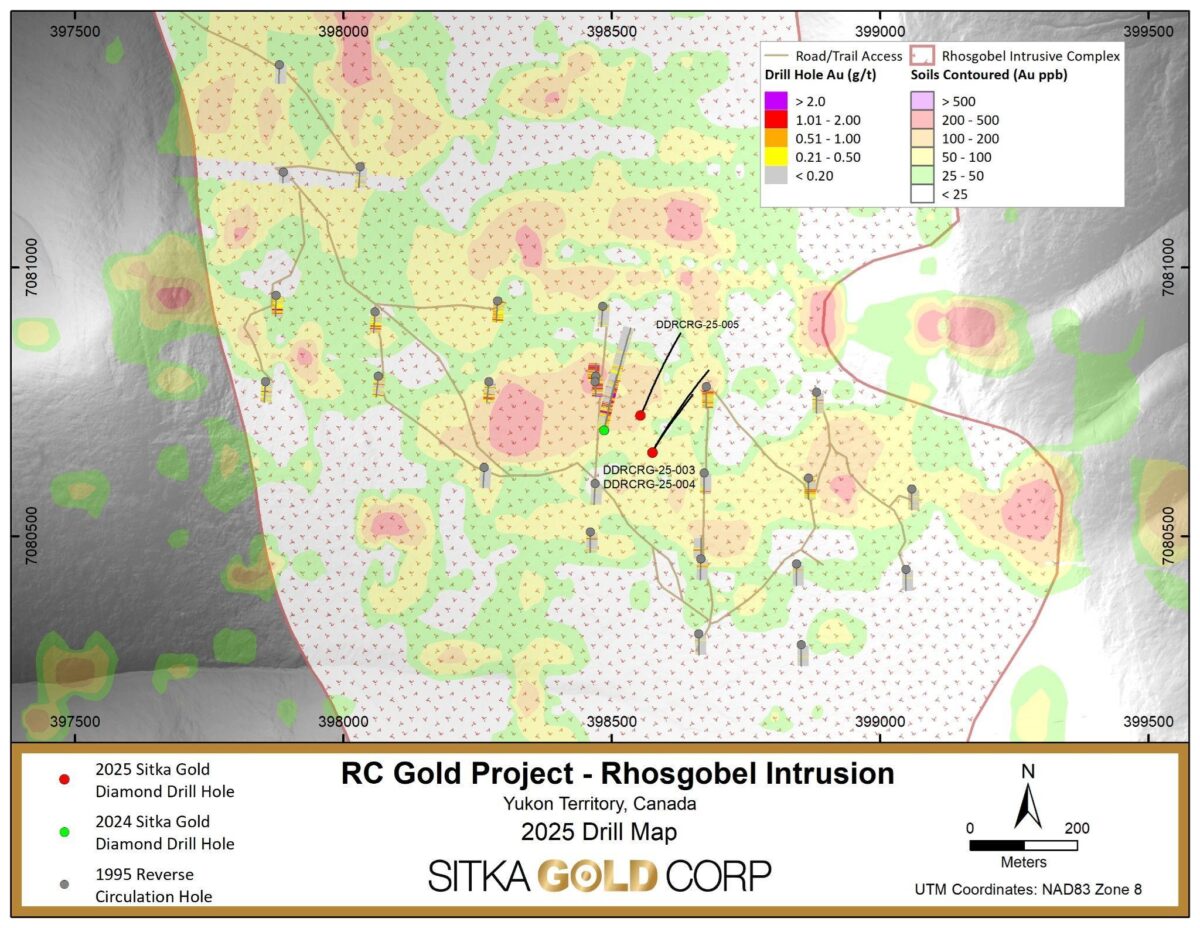 Canada: Sitka Gold intercepta 211,2 metros de 1,13 g/t de oro, en el primer pozo de la temporada, y proporciona información actualizada sobre la perforación en su proyecto RC Gold, Yukon Canada: Sitka Gold intercepta 211,2 metros de 1,13 g/t de oro, en el primer pozo de la temporada, y proporciona información actualizada sobre la perforación en su proyecto RC Gold, Yukon