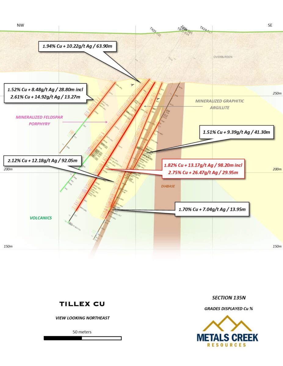 Metals Creek Resources devuelve 1,82% de cobre y 13,17 g/t de plata en 98,20m en el proyecto de cobre Tillex Metals Creek Resources devuelve 1,82% de cobre y 13,17 g/t de plata en 98,20m en el proyecto de cobre Tillex