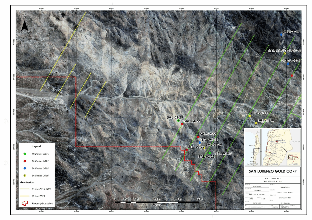 San Lorenzo Gold Completa el Estudio Geofísico Ampliado de IP en la Propiedad Salvadora, Chile, Rediseña el Sitio Web y la Presentación Corporativa
