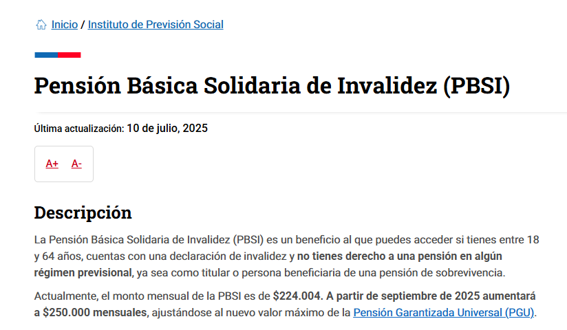 Pensión Básica Solidaria de Invalidez aumentará su monto en septiembre: Revisa cómo acceder Pensión Básica Solidaria de Invalidez (PBSI)