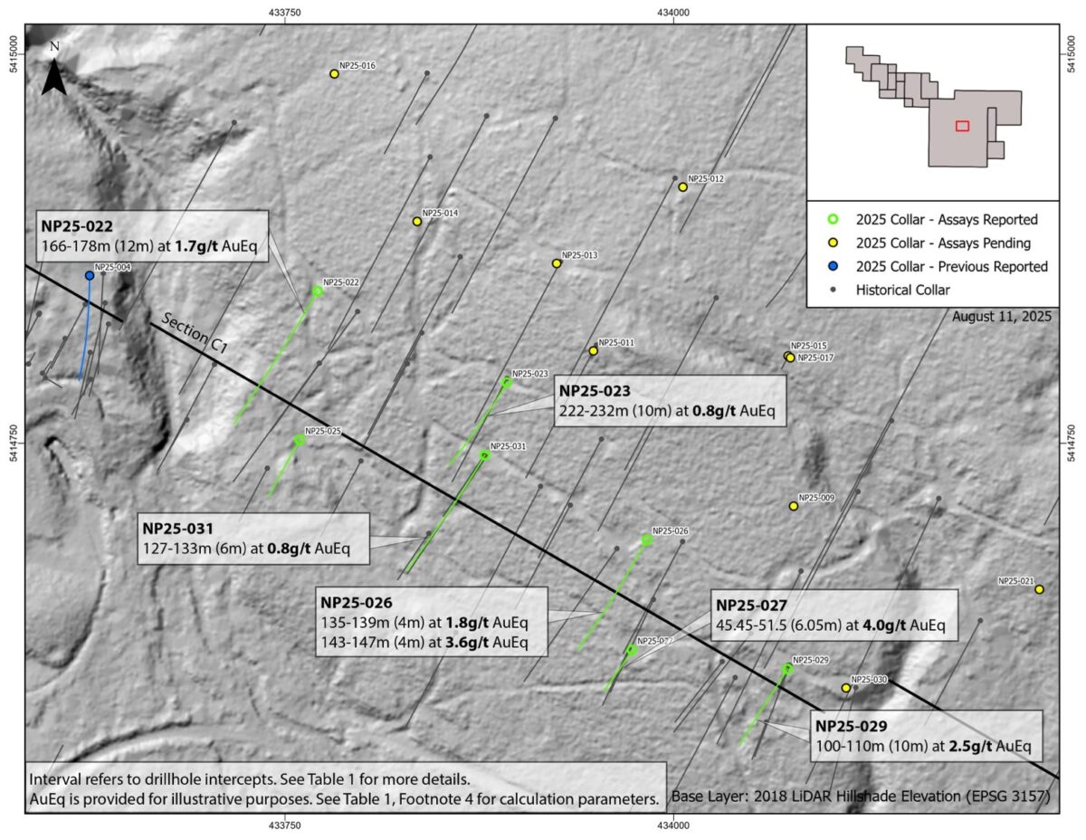 Nova Pacific Metals informa fuertes intercepciones que incluyen 2,5 g/t AuEq en 10 m, 4,0 g/t AuEq en más de 6,05 m y 1,7 g/t AuEq en 12 m en el proyecto Lara VMS en la isla de Vancouver