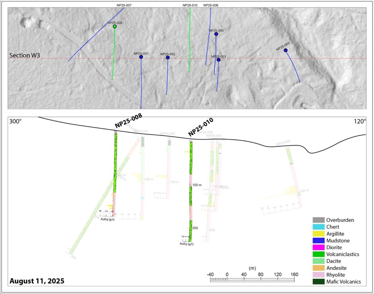 Nova Pacific Metals informa fuertes intercepciones que incluyen 2,5 g/t AuEq en 10 m, 4,0 g/t AuEq en más de 6,05 m y 1,7 g/t AuEq en 12 m en el proyecto Lara VMS en la isla de Vancouver