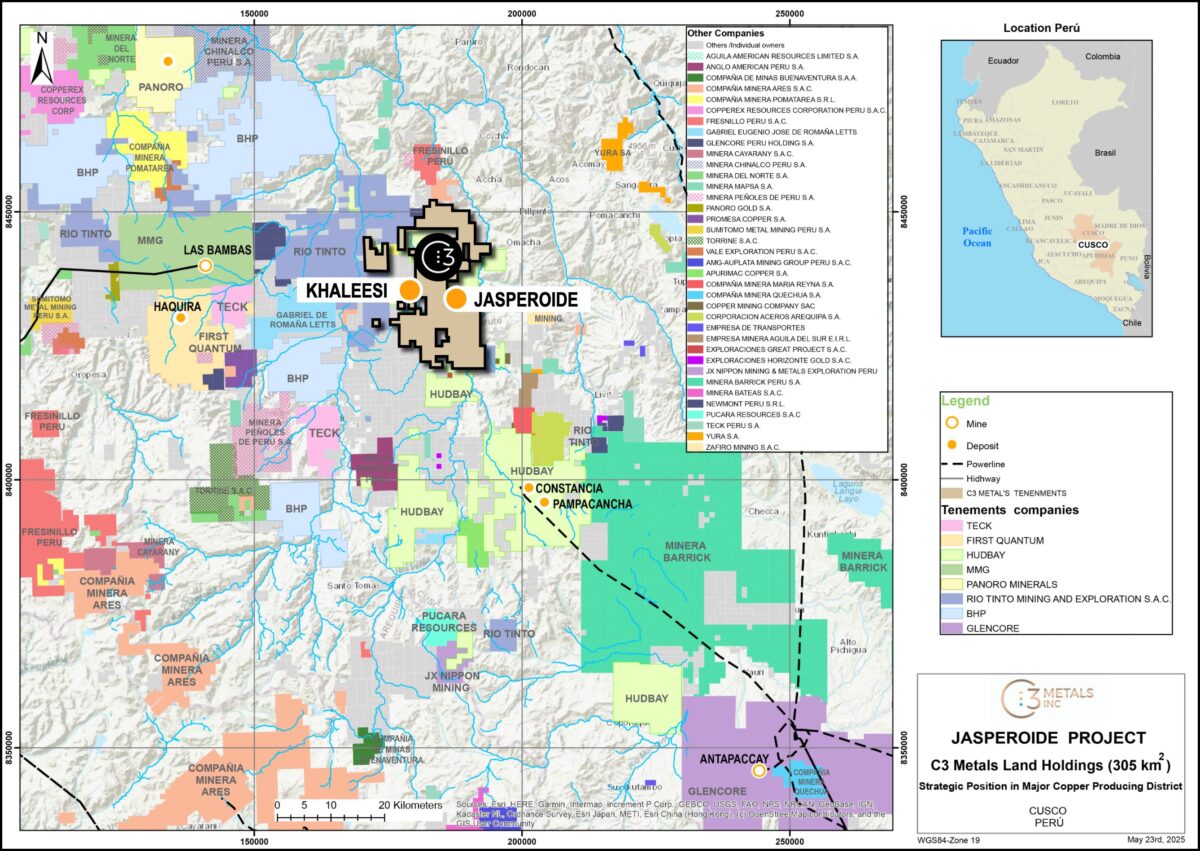 Perú: C3 Metals obtiene todas las aprobaciones regulatorias para el Proyecto Khaleesi