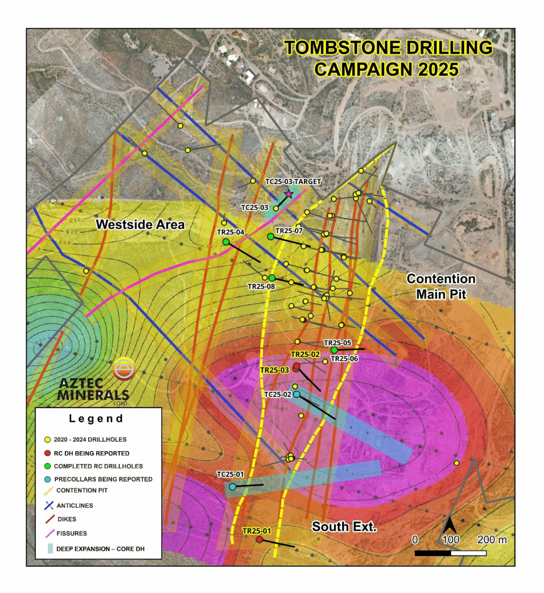 Aztec Minerals perfora 253 gpt de plata y 2,26 gpt de oro (456,6 gpt de AgEq) en 6,08 m en 53 gpt de Ag y 0,41 gpt de Au (89,7 gpt de AgEq) en 50,3 m; Agrega un segundo equipo de perforación dirigido a la posible mineralización de CRD en el Proyecto Tombstone