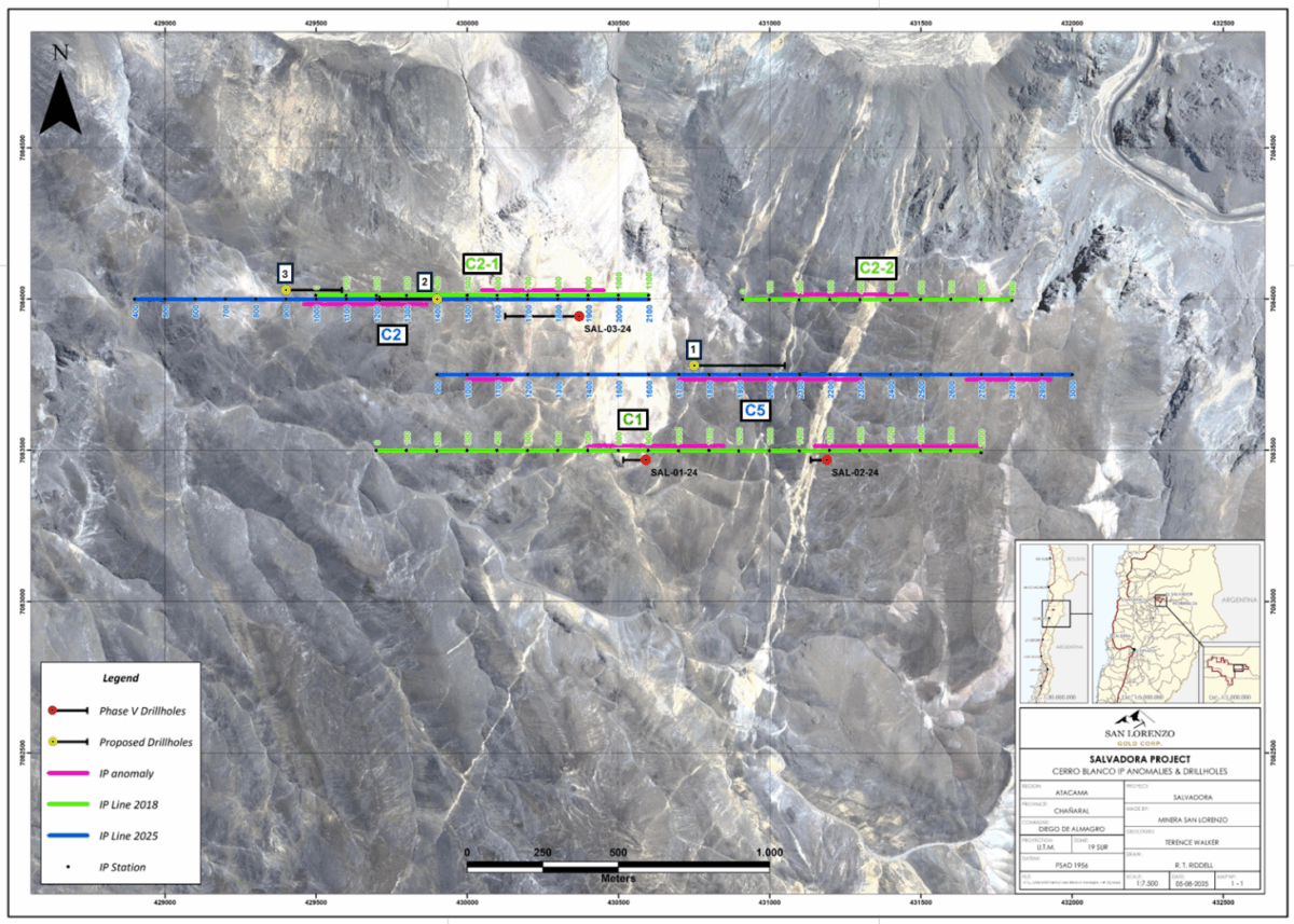 El último estudio geofísico IP de San Lorenzo identifica múltiples anomalías altamente prospectivas para el próximo programa de perforación en la propiedad Salvadora El último estudio geofísico IP de San Lorenzo identifica múltiples anomalías altamente prospectivas para el próximo programa de perforación en la propiedad Salvadora
