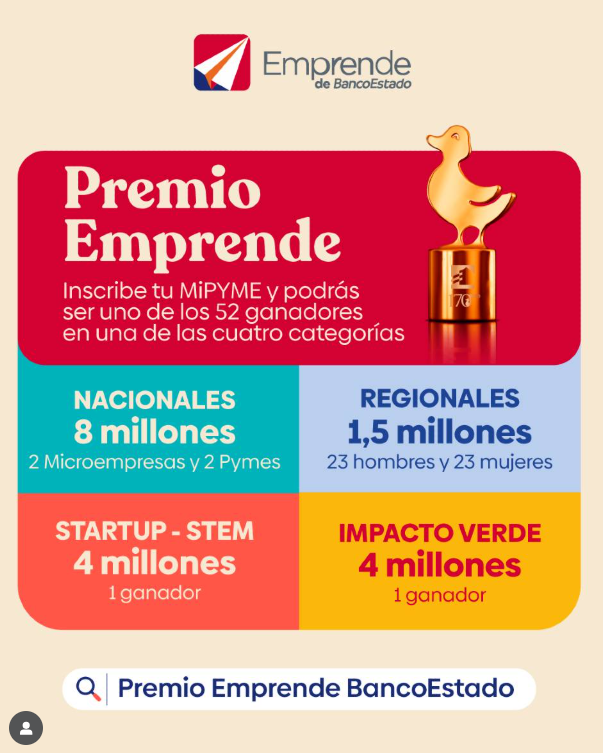 BancoEstado anuncia concurso con premios de hasta $8 millones para emprendedores nacionales BancoEstado anuncia concurso con premios de hasta $8 millones para emprendedores nacionales