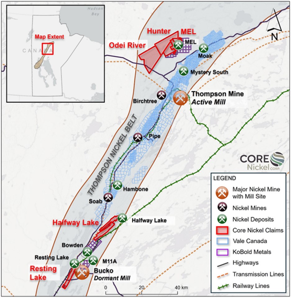 Core Nickel anuncia los resultados del estudio electromagnético aéreo en proyectos de los ríos Mel y Odei Core Nickel anuncia los resultados del estudio electromagnético aéreo en proyectos de los ríos Mel y Odei