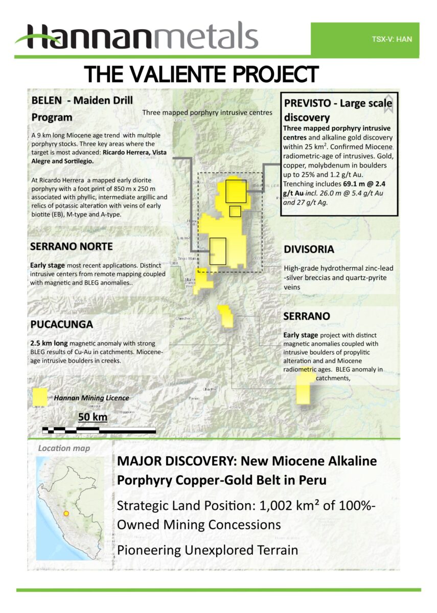 Perú: Hannan Metals amplía la huella del prospecto de oro Previsto en 2,1 km Perú: Hannan Metals amplía la huella del prospecto de oro Previsto en 2,1 km