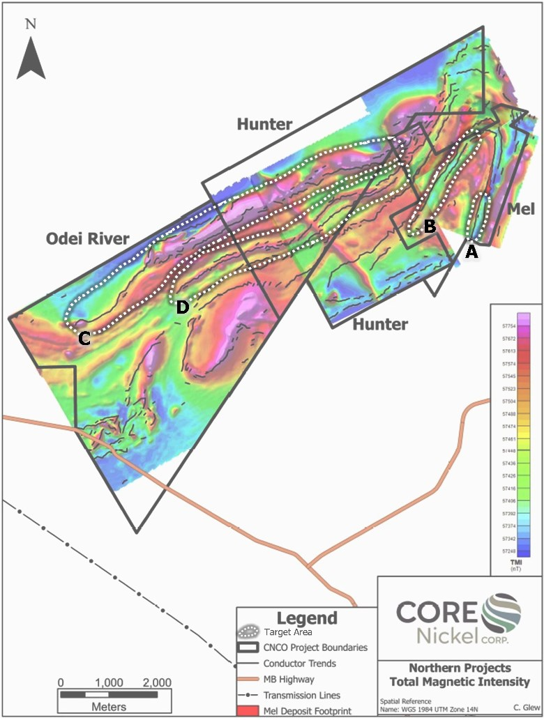 Core Nickel anuncia los resultados del estudio electromagnético aéreo en proyectos de los ríos Mel y Odei Core Nickel anuncia los resultados del estudio electromagnético aéreo en proyectos de los ríos Mel y Odei