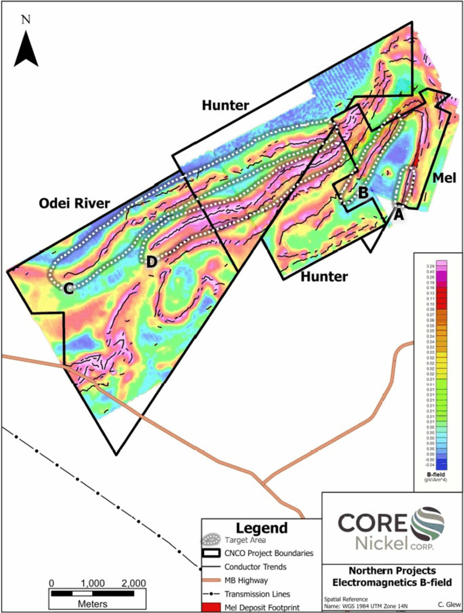 Core Nickel anuncia los resultados del estudio electromagnético aéreo en proyectos de los ríos Mel y Odei Core Nickel anuncia los resultados del estudio electromagnético aéreo en proyectos de los ríos Mel y Odei