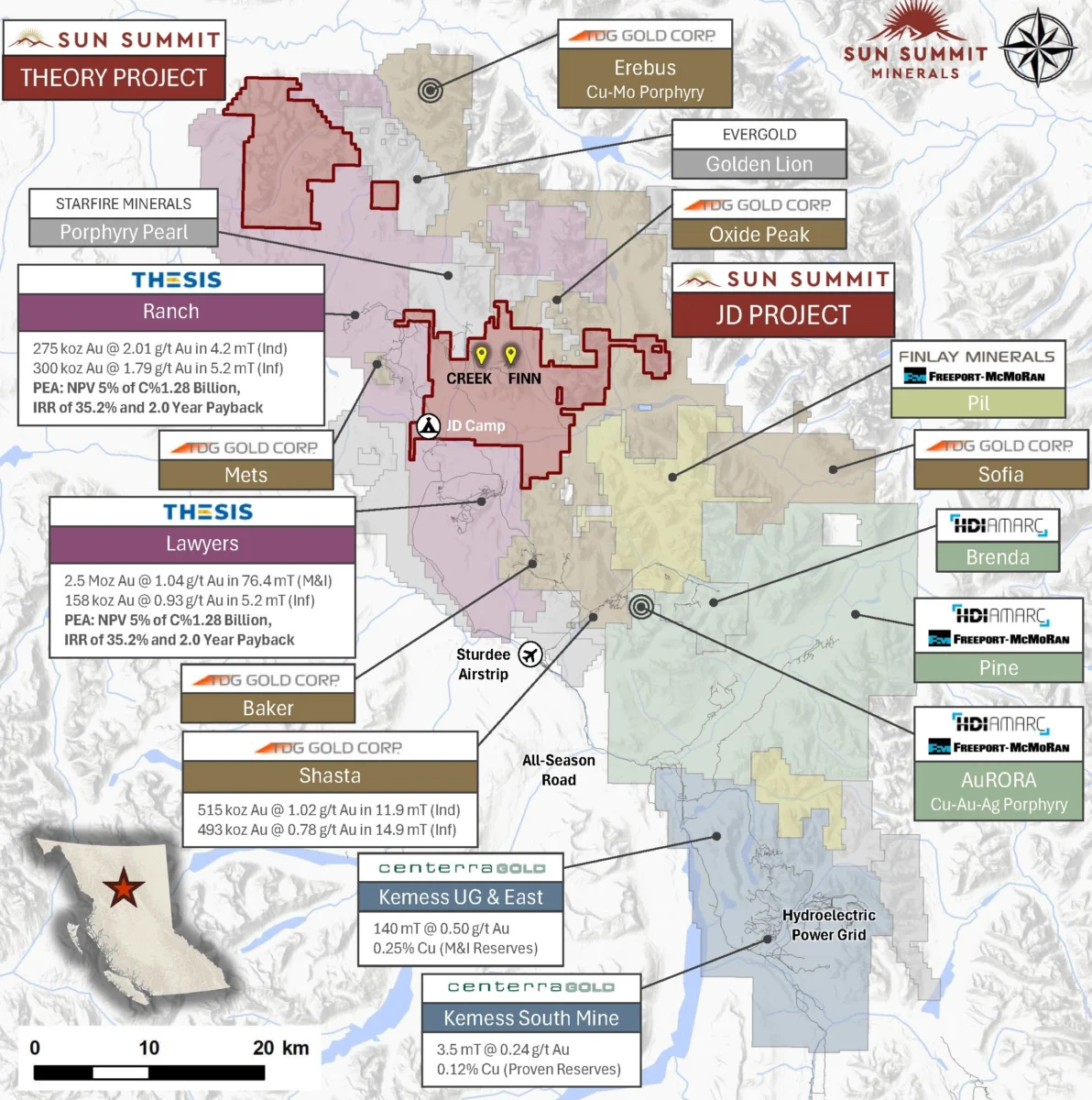 Perforación de minerales Sun Summit Intervalo más fuerte hasta la fecha en la zona del arroyo distrito de Toodoggone, Columbia Británica.