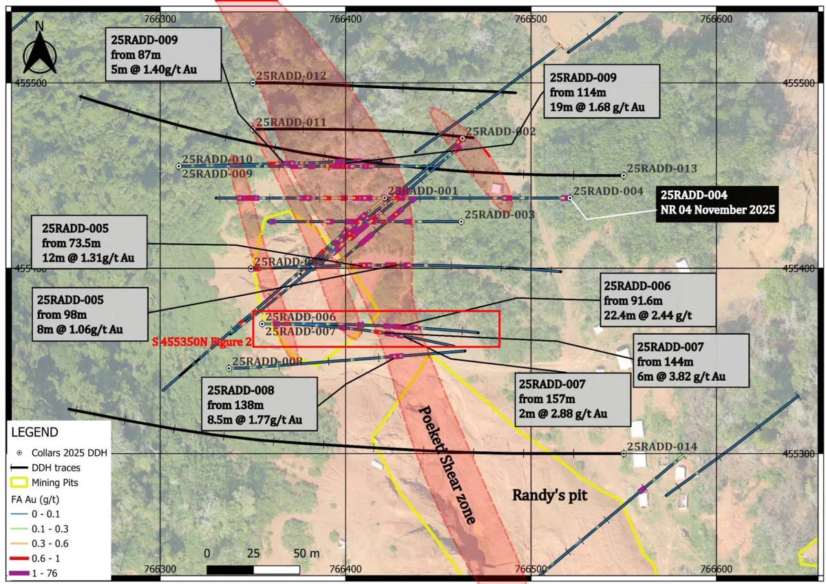 Sranan Gold Corp. continúa ampliando la zona mineralizada en el objetivo de la mina de Randy, Proyecto Tapanahony, Surinam