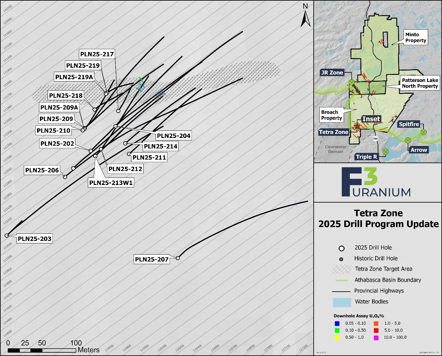 F3 Uranium Corp. - Impacta 2,5 m de U3O8 al 10,2% dentro del 3,4% sobre 8,5 m en la zona JR F3 Uranium Corp. - Impacta 2,5 m de U3O8 al 10,2% dentro del 3,4% sobre 8,5 m en la zona JR