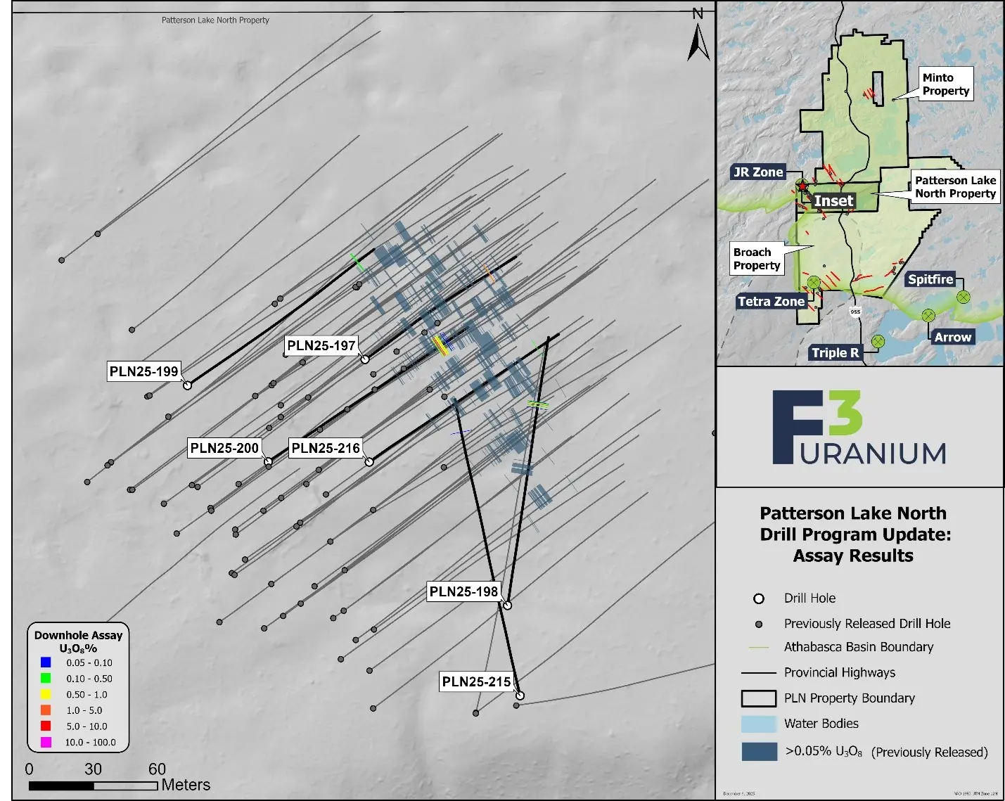 F3 Uranium Corp. - Impacta 2,5 m de U3O8 al 10,2% dentro del 3,4% sobre 8,5 m en la zona JR F3 Uranium Corp. - Impacta 2,5 m de U3O8 al 10,2% dentro del 3,4% sobre 8,5 m en la zona JR