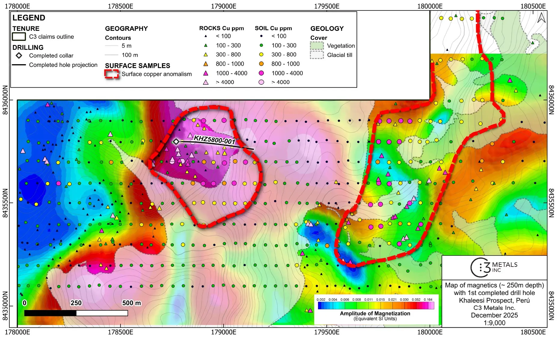 C3 Metals intersecta 269 m con un 0,30% de cobre, en el Proyecto de Cobre Khaleesi, Perú C3 Metals intersecta 269 m con un 0,30% de cobre, en el Proyecto de Cobre Khaleesi, Perú